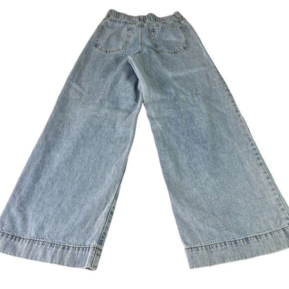 Forever 21 Jeans Women's Light Wash Wide Leg High Rise Exposed Buttons Elastic - Picture 4 of 15